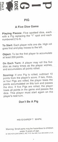 Miniatura 2 de Koplow Games Juego de 5 dados de cerdo con tubo de viaje e instrucciones (idioma español no garantizado)