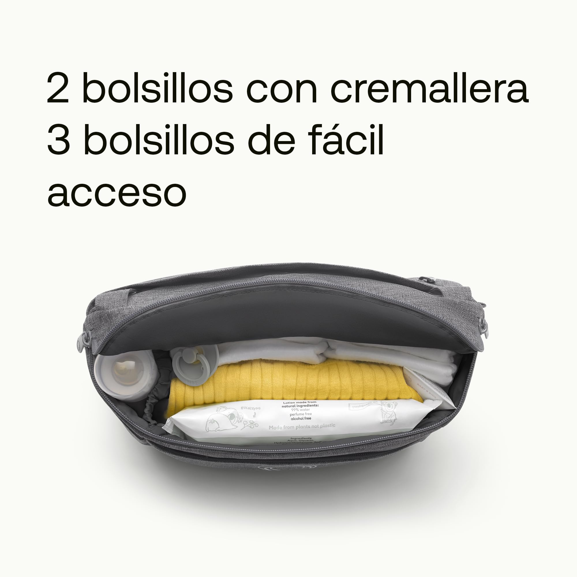 Bugaboo Bolso Organizador de carrito con múltiples bolsillos de fácil acceso, accesorio imprescindible para todos los artículos esenciales de tu bebé en Grey Melange