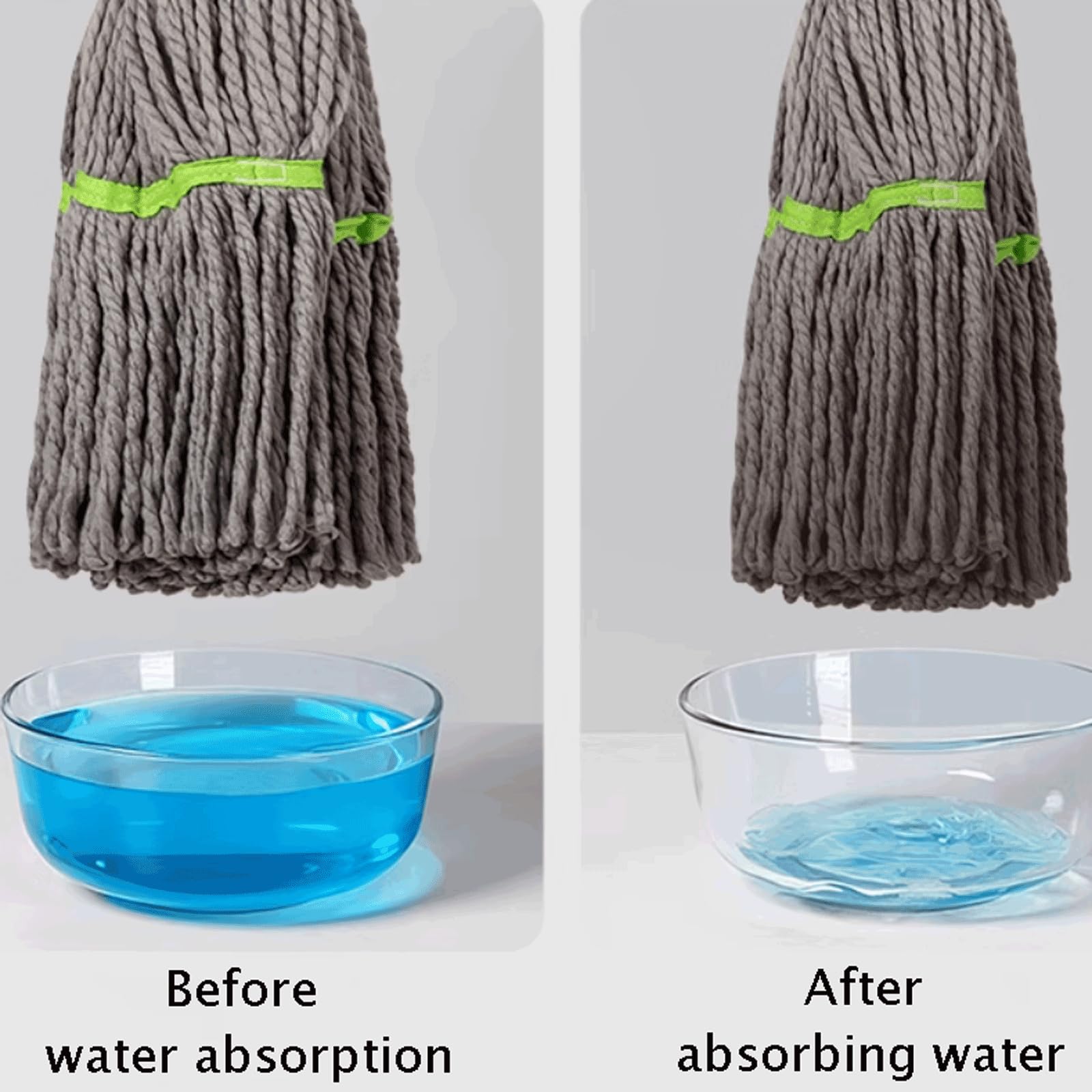 Riutilizzabile Mop Portatile in Acciaio Inossidabile con 1 Testa in Fibra di mop Mop riutilizzabili in Corda Mop per Pulizia autocompressivo per la Pulizia del Pavimento Rimovibile