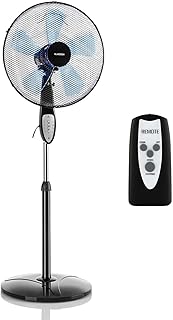 Klarstein Klarstein Summerjam - Standventilator, Ventilator, Standlüfter 5 Rotorblätter, Oszillationsfunktion, 50 Watt, 3 Stufen, Timer, Schutzgitter, Fernbedienung schwarz