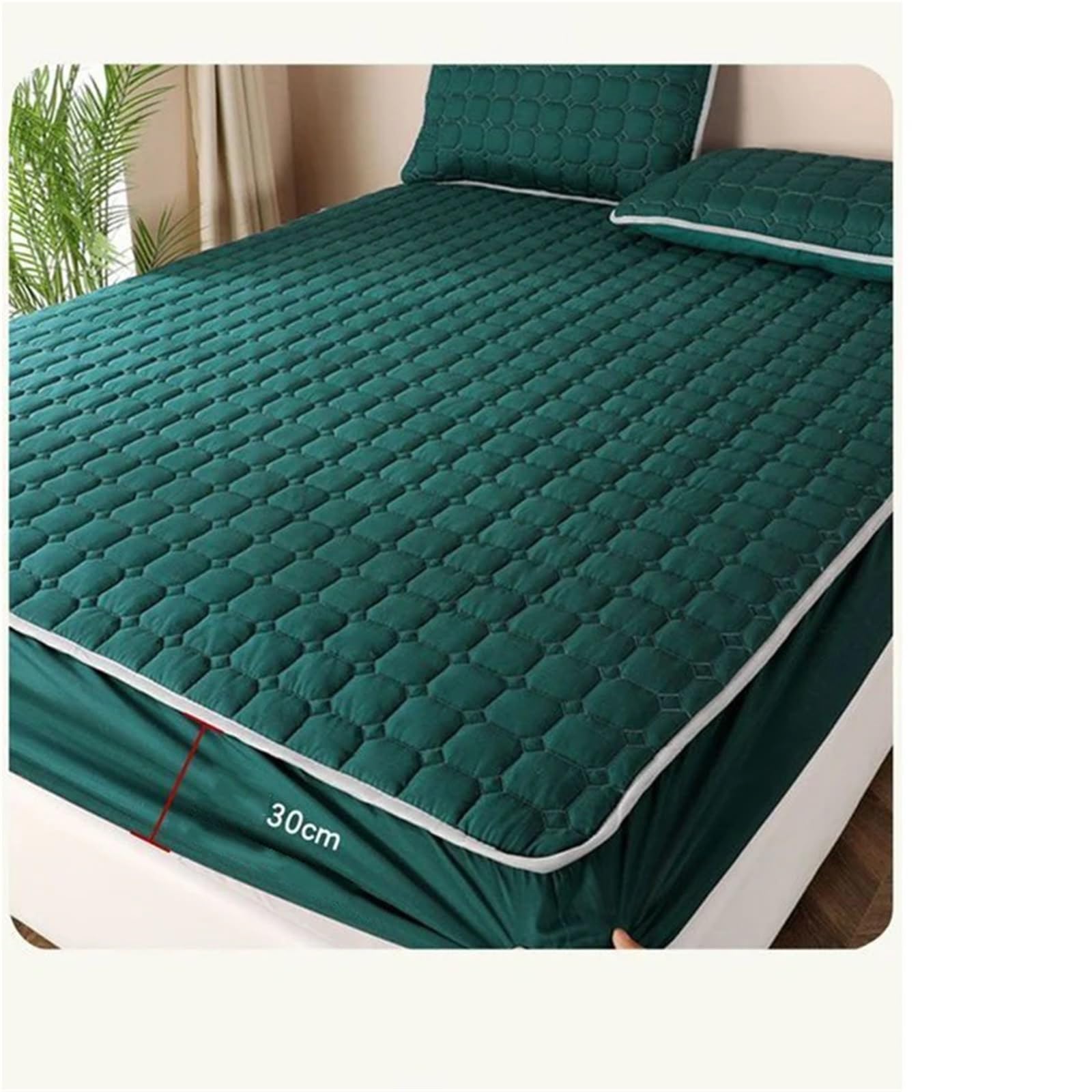 Protector de colchón Impermeable y Grueso, for el hogar, cubrecama, Funda Ajustada, sin Almohada para ColchóN(Color B,180x200x30cm)
