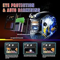 Vista 4 de TRQWH - Casco de soldar con luz, color real, oscurecimiento automático, cascos de soldadura para hombres, con energía solar, con capucha