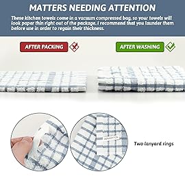 Nialnant 12PCS Kitchen Towels and Dishcloths Sets,100% Cotton Soft Absorbent Quick Drying Dish Towels for Kitchen,Washing Dishes-Little Blue Plaid,12 x 12 in