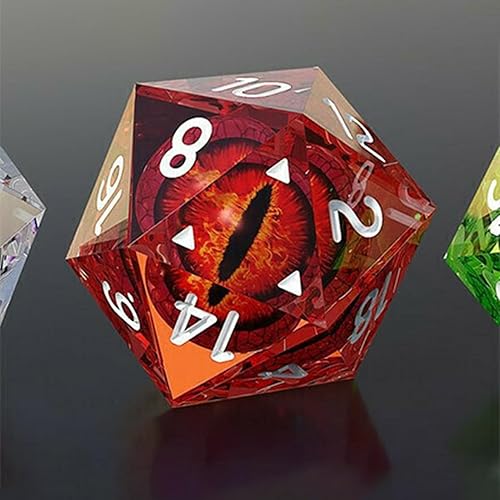 Vermon Dragon Eye - Dados poliédricos de 20 lados con número 1-20, dados creativos de forma irregular, compatibles con juegos de mesa, color rojo