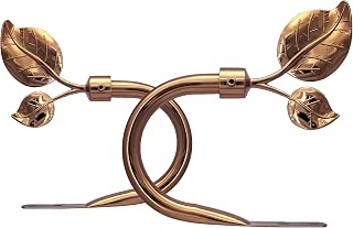 Antique Gold Leaf Curtain Holdbacks, Set of 2 - Wall Mounted Metal Tiebacks, Hooks for Heavy Duty Drape, Ease of Installation