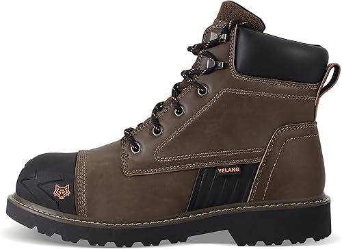 Miniatura 2 de Yelang Botas de trabajo de seguridad con punta de acero para hombre, zapatos de utilidad de perforación antideslizantes de 6 pulgadas para