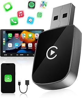WityEye Wireless CarPlay Adapter, Bluetooth V5.3 Stable Connection, 5.8GHz High Speed Wifi, USB C/A, Converts Wired to Wir…