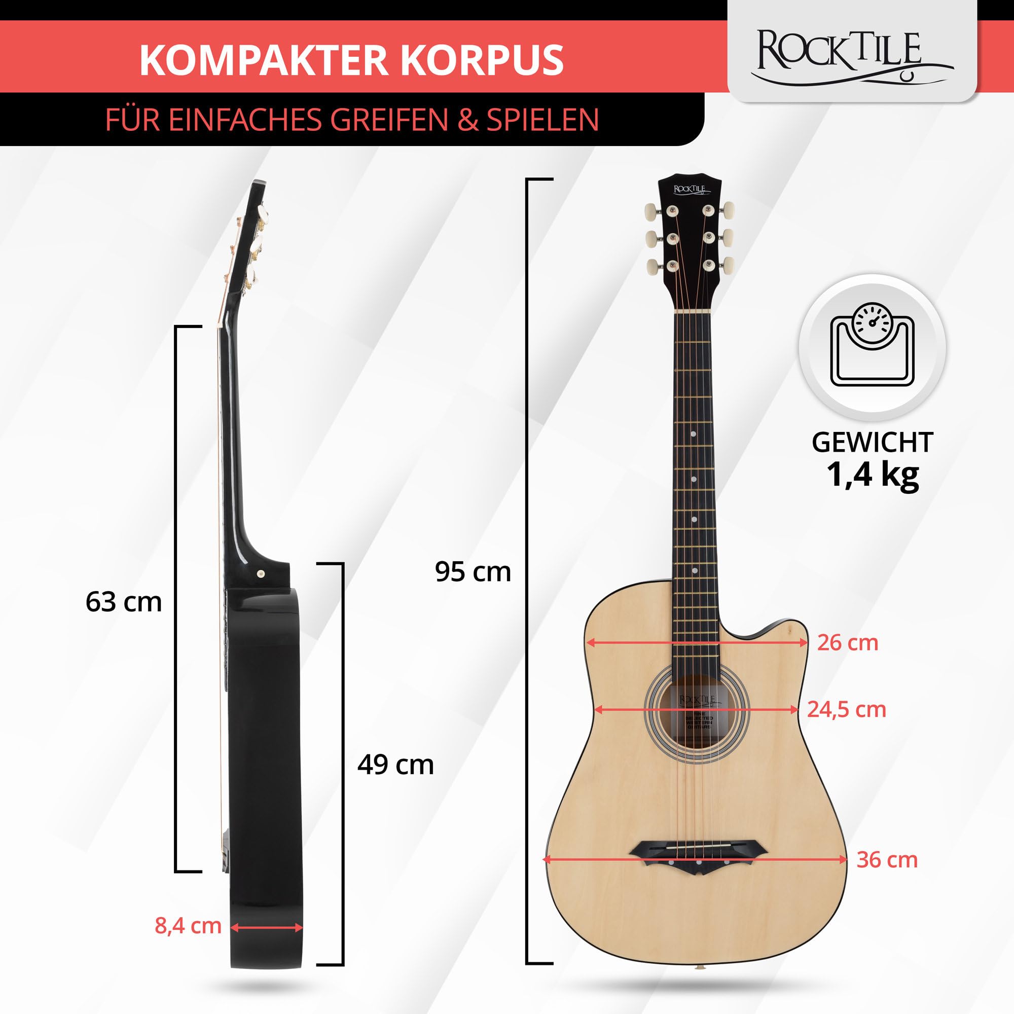 Rocktile WSD-5C-NT Chitarra Acustica Dreadnought Set Natural