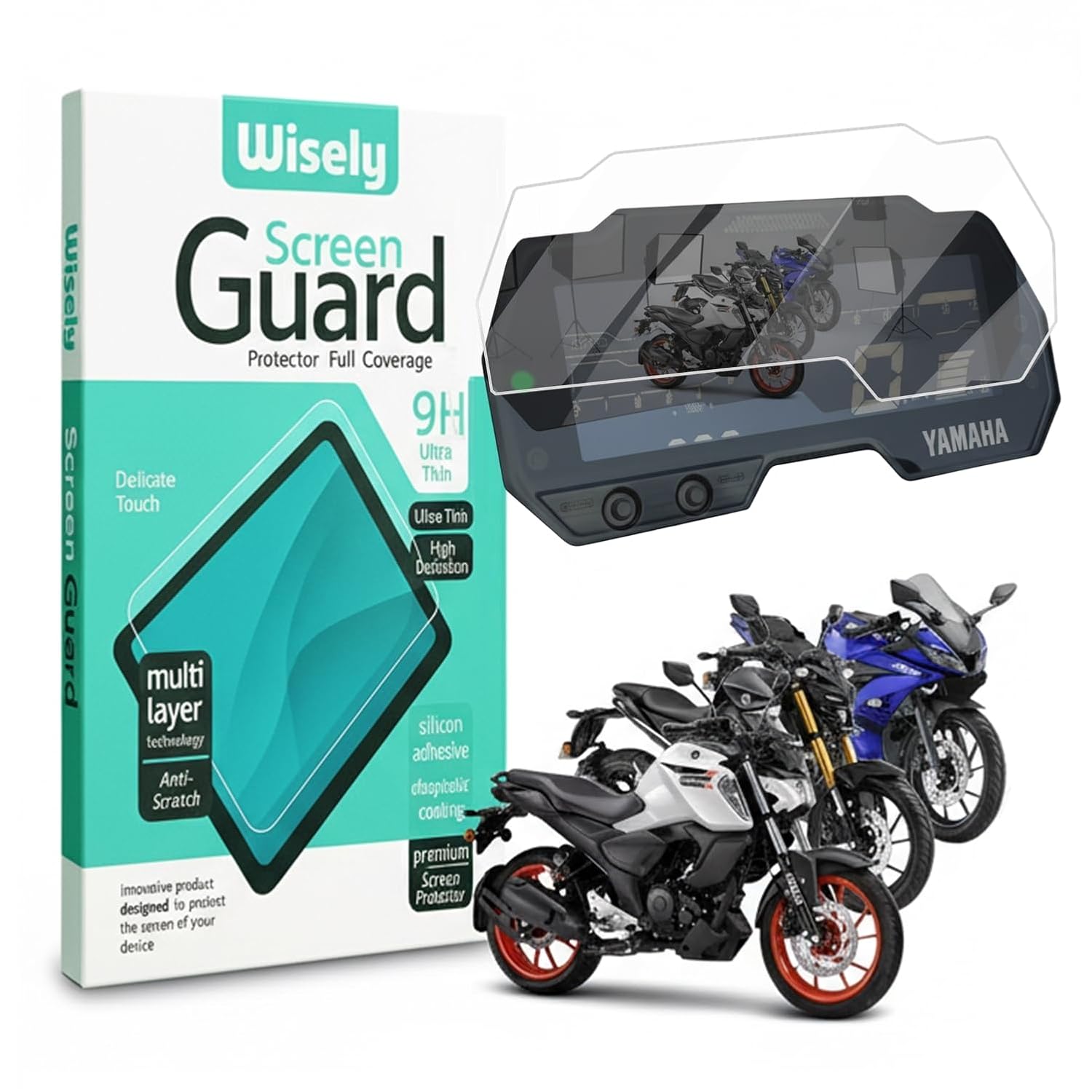 Wisely Speedometer Screen Guard for Yamaha YZF R15 V3 / MT-15 / Yamaha FZS-FI V4 2024 Instrument Cluster Protector Easy installation kit, HD Clear