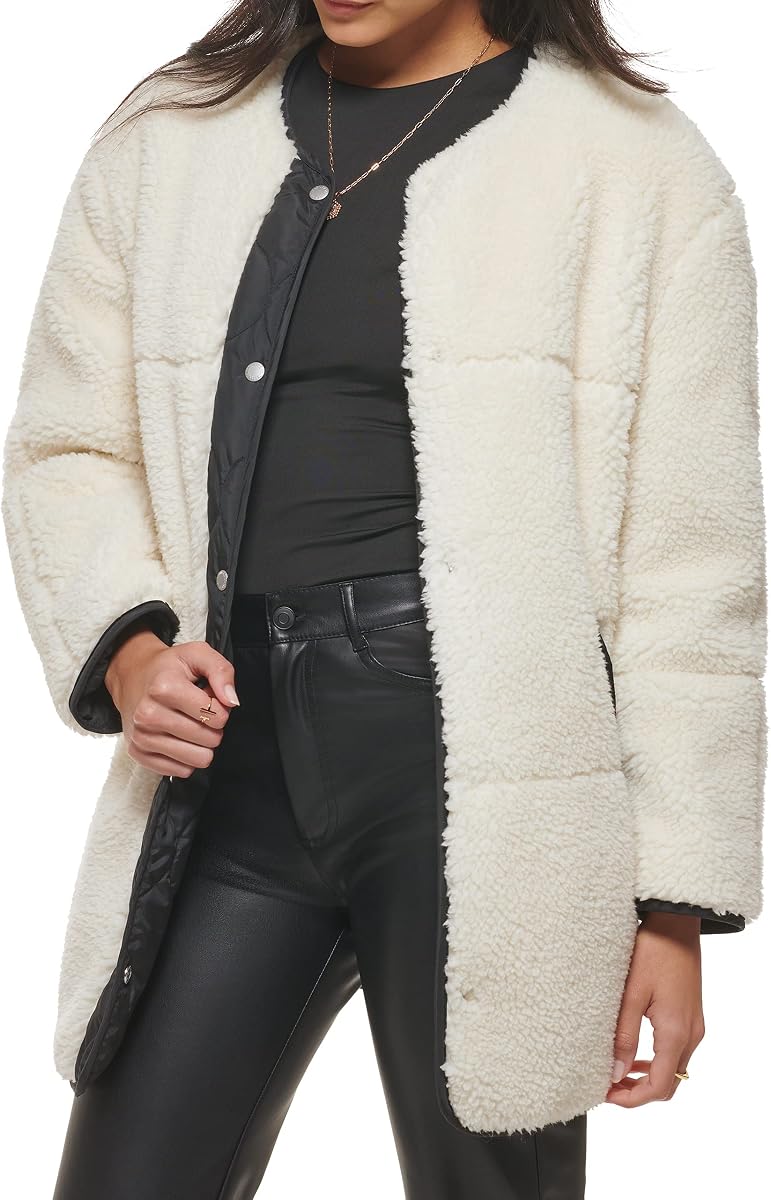 Levi's Women's Levi's Women's Midlength Sherpa Coat With Reversible Wear