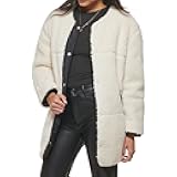 Women's Midlength Sherpa Coat with Reversible Wear