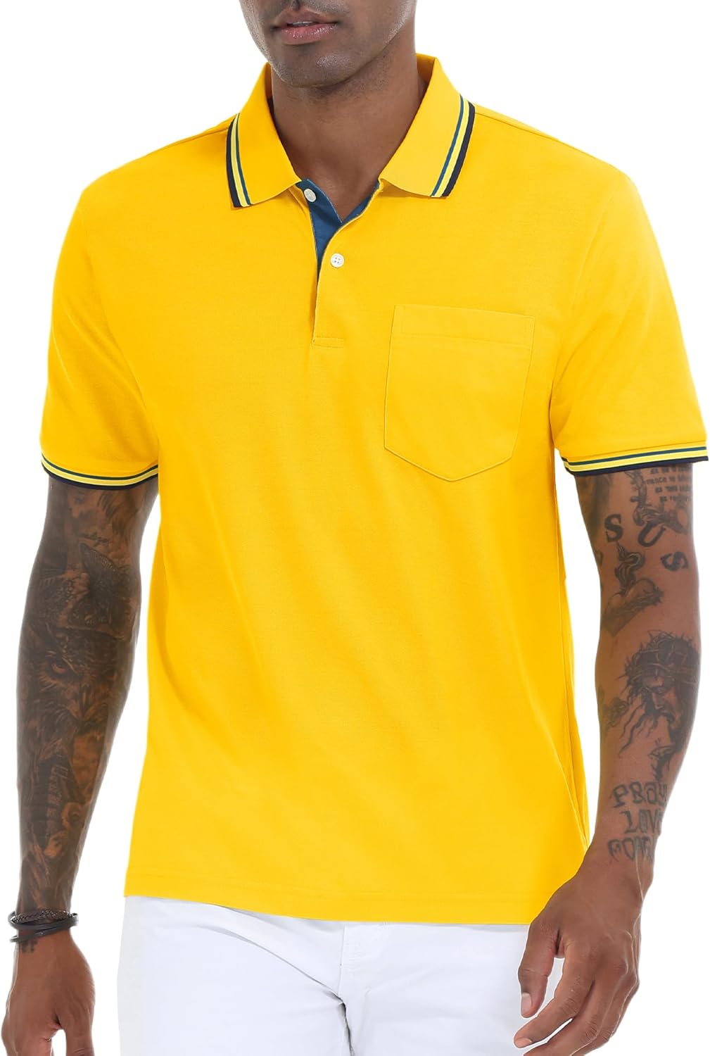 Polo Shirts for Men Short Sleeve Golf Polo with Pockets Moisture Wicking Tennis Shirt Summer Polo T-Shirts - Image 2