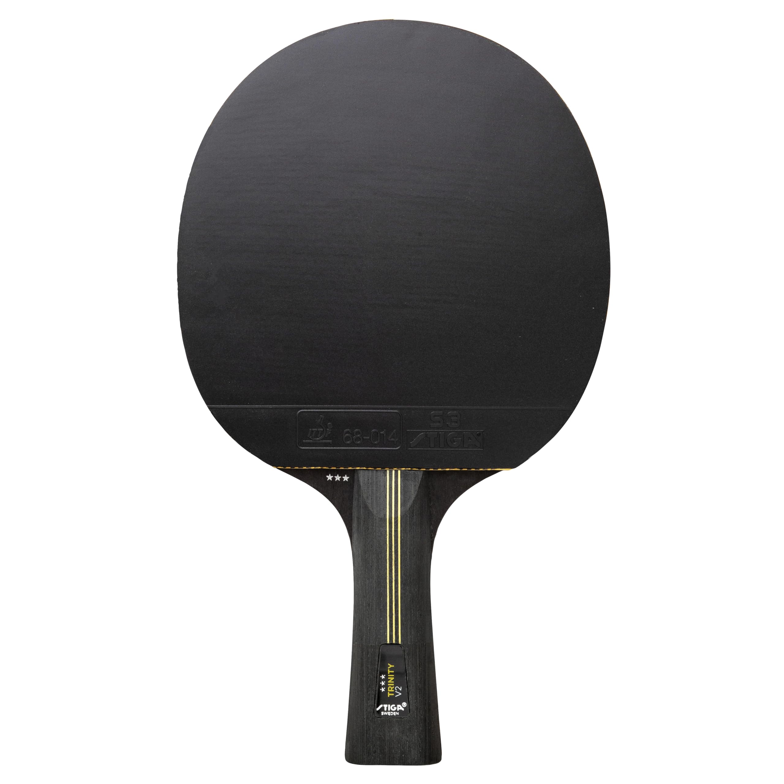 STIGA Trinity V2 Pala de Tenis de Mesa, Madera de 3 Estrellas, Goma aprobada por la ITTF, Mango Ergonómico, para Jugadores Ofensivos