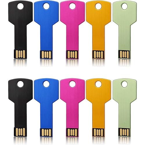 JUANWE 16GB Bulk USB Thumb Drive 10 Pack, Metal Flash Drive USB Key Jump Drive Mixcolor Flash Drive Waterproof 2.0 Portable Memory Storage Sticks for Computers Zip Drive Pendrive Photo Stick