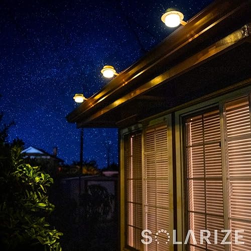 Miniatura 4 de BRIGHTOLOGY Incredalight Solarize - Luces solares impermeables para exteriores (4 luces), luz LED cálida para uso exterior canalón, techo, valla,