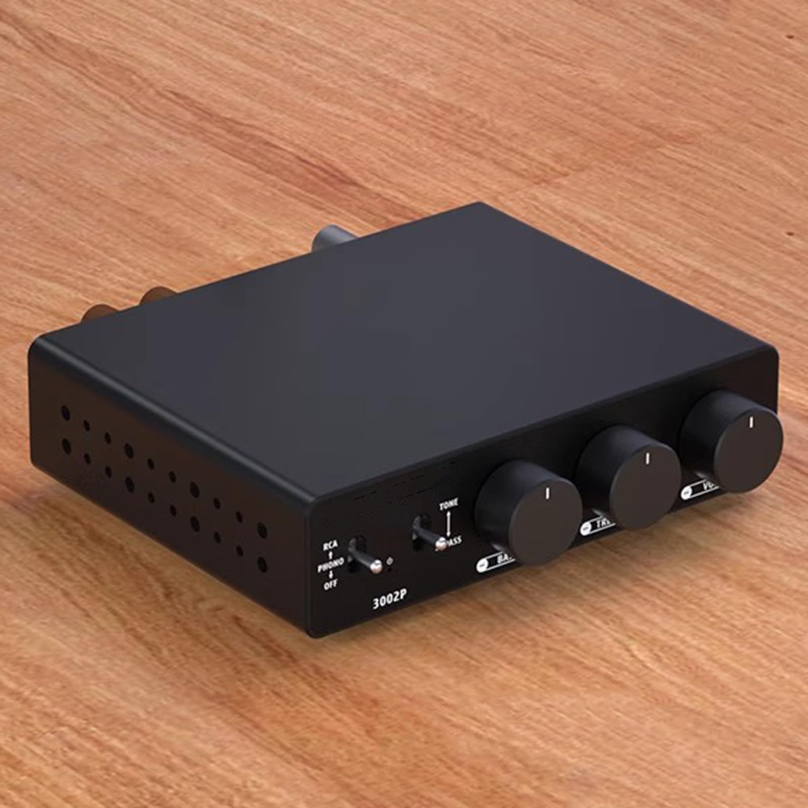 Amplificador De Fono Para Tocadiscos, Miniamplificador De Potencia HiFi De 2 Canales Estéreo Clase D, 300 W X2, Con Entrada RCA/PHONO Y Ajuste De Agudos Y Graves, Para Tocadiscos M/M