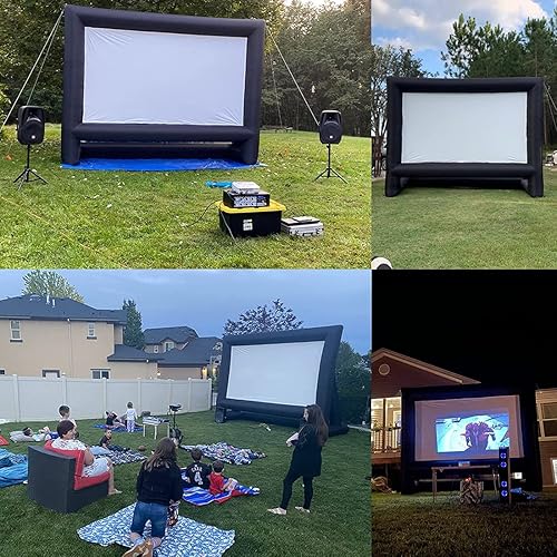 Miniatura 6 de Pantalla de cine inflable de 20 pies para cine al aire libre, pantalla de proyección con bolsa de transporte soplador para proyección frontal y