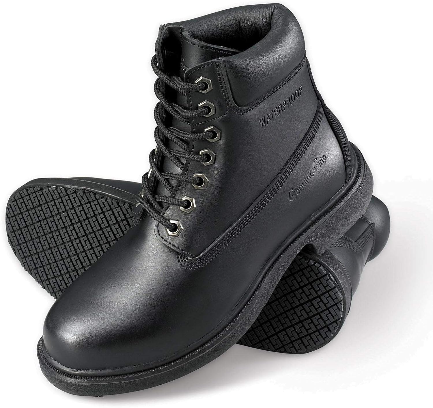 Footwear Men's Slip-Resistant Waterproof Boot,Black Leather,US 9.5 W