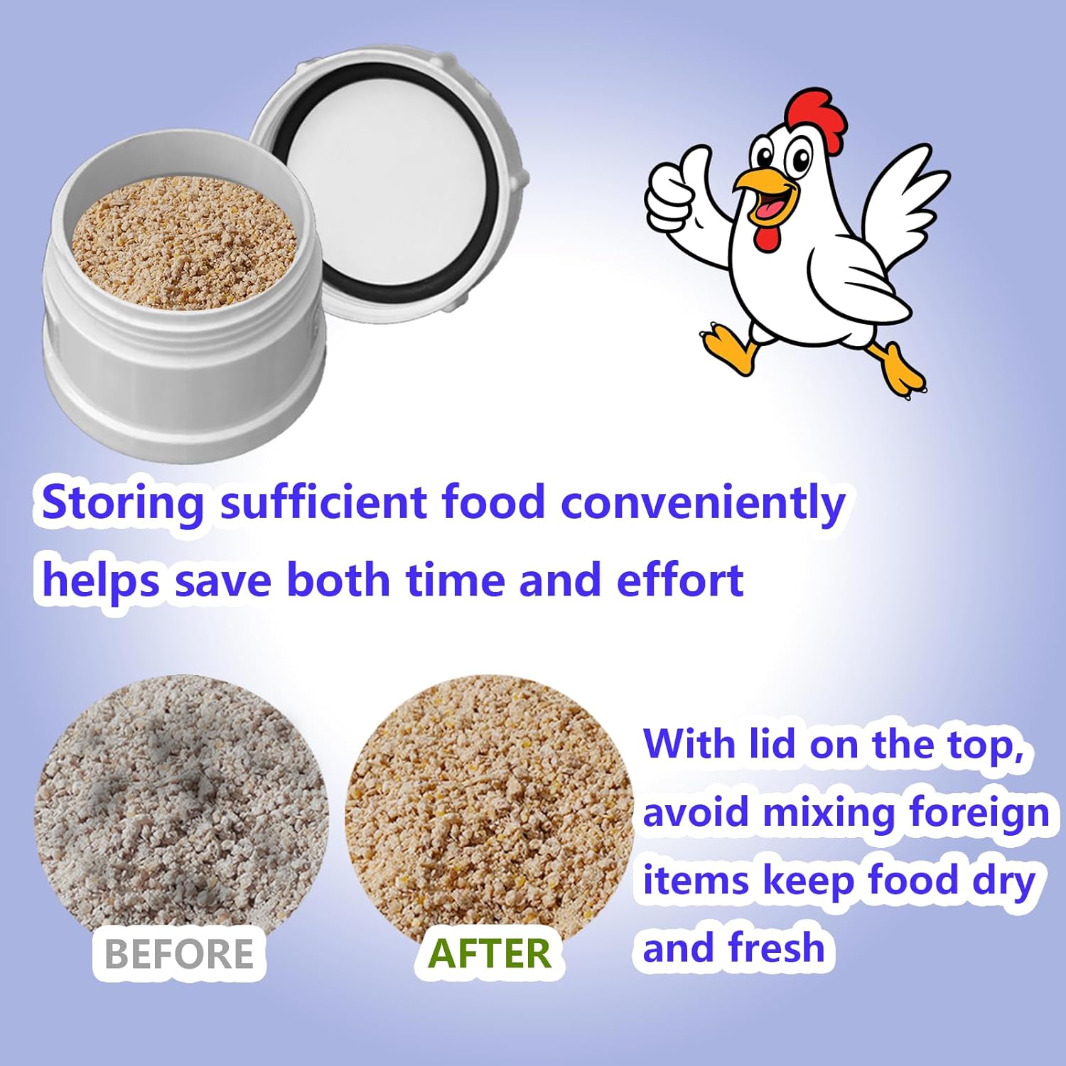 3 Pack PVC Chicken Feeder, 6 lb Capacity Automatic Chicken Feeder No Waste,Easy to Install and Clean for Chicken Poultry Feeder