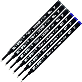 Pack of 6 - Schmidt 888 M Safety Ceramic Rollerball Refill Blue/Black Ink Medium Tip