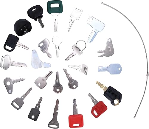 Miniatura 2 de 24 llaves con llavero de equipo de construcción, juego de llaves maestras compatibles con Bobcat, Genie, JLG, Komatsu, Caterpillar, Hitachi, Yanmar,