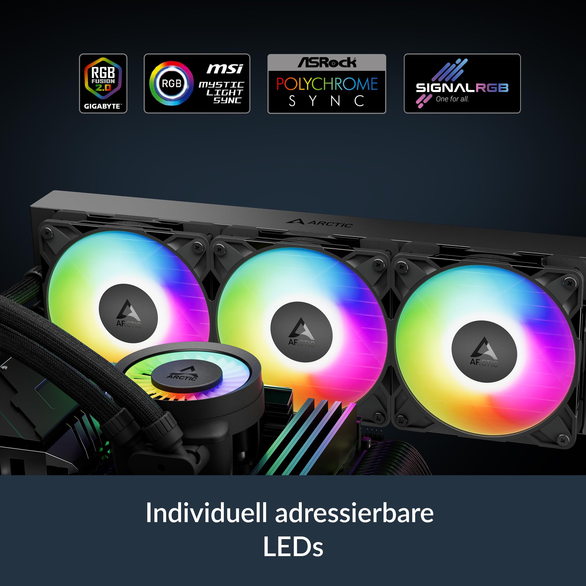 ARCTIC Liquid Freezer III Pro 360 A-RGB - Wasserkühlung PC, AIO CPU Wasserkühler, 3x120 mm, 38 mm Radiator, PWM-Pumpe, VRM-Lüfter, AMD AM5/AM4, Intel LGA1851/1700 Contact Frame - Schwarz