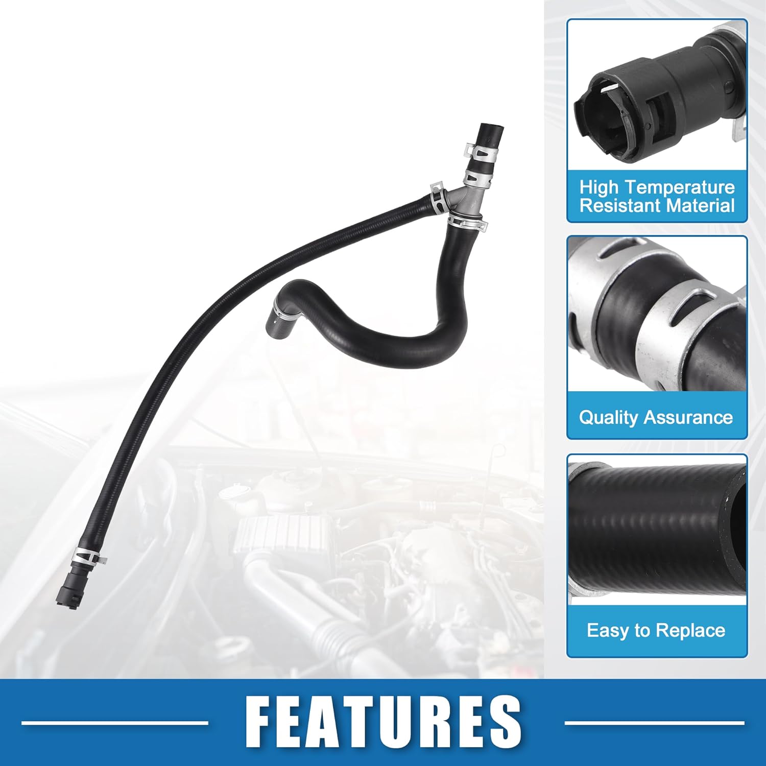 Engine Heater Hose Assembly No.15792822 Radiator Tank Heater Hose for Chevrolet Suburban 1500 2000-2006 Rubber Black
