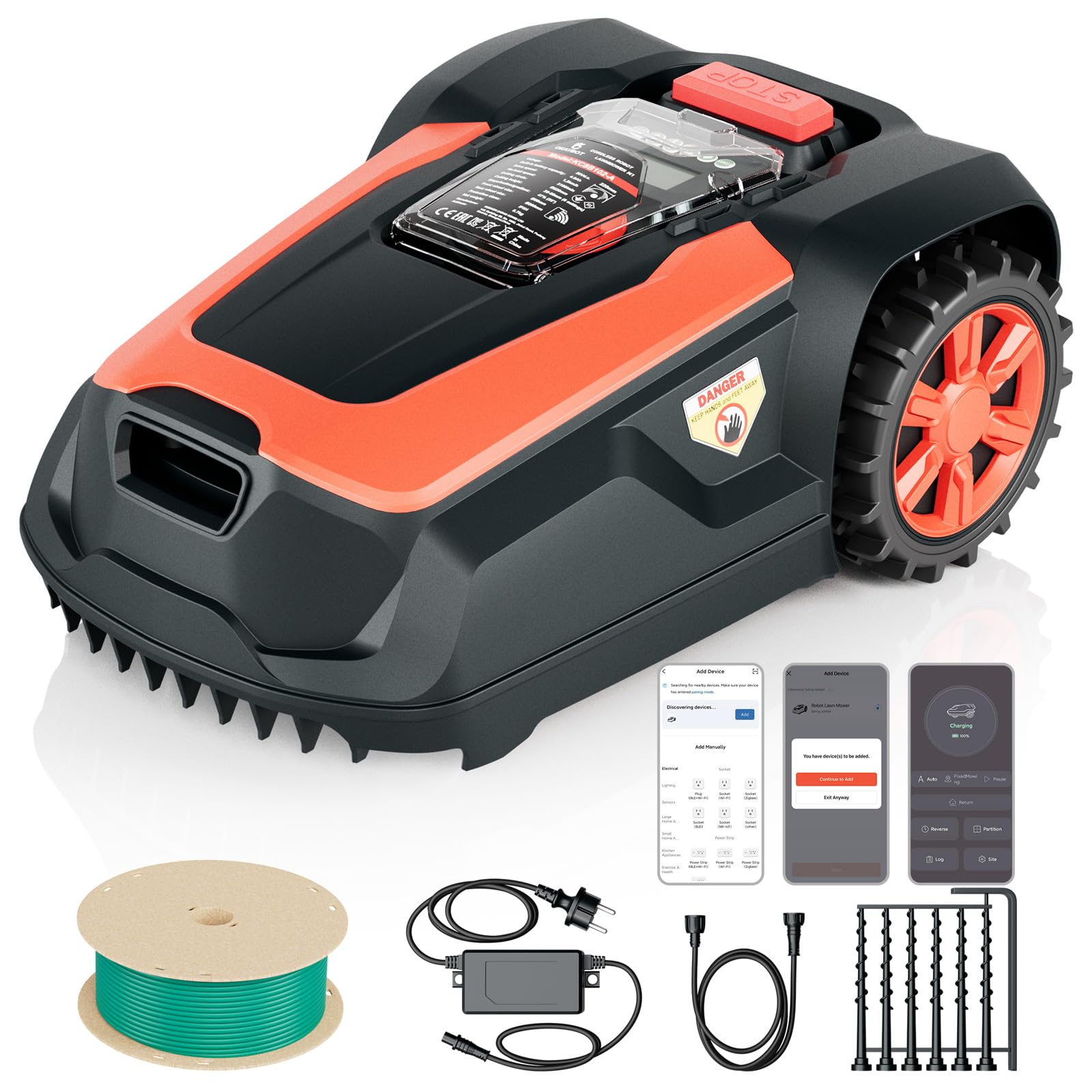 M1 Robot Tagliaerba con Filo Perimetrale fino a 1400 m², Rasaerba Robot Automatico, Altezza di Taglio 25–65 mm, Pendenza fino al 47%, Larghezza di Taglio 22 cm, Controllo App e Bluetooth