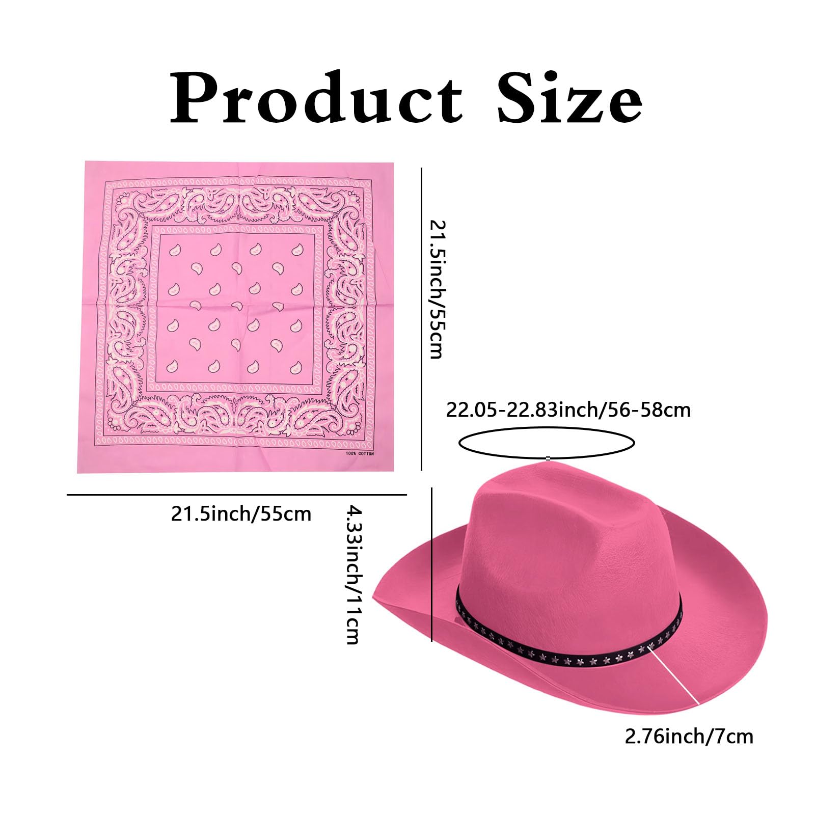 Ximinwzm 2 Pcs Cowboy Hats, Cowboy Hat and Paisley Bandana - Image 2