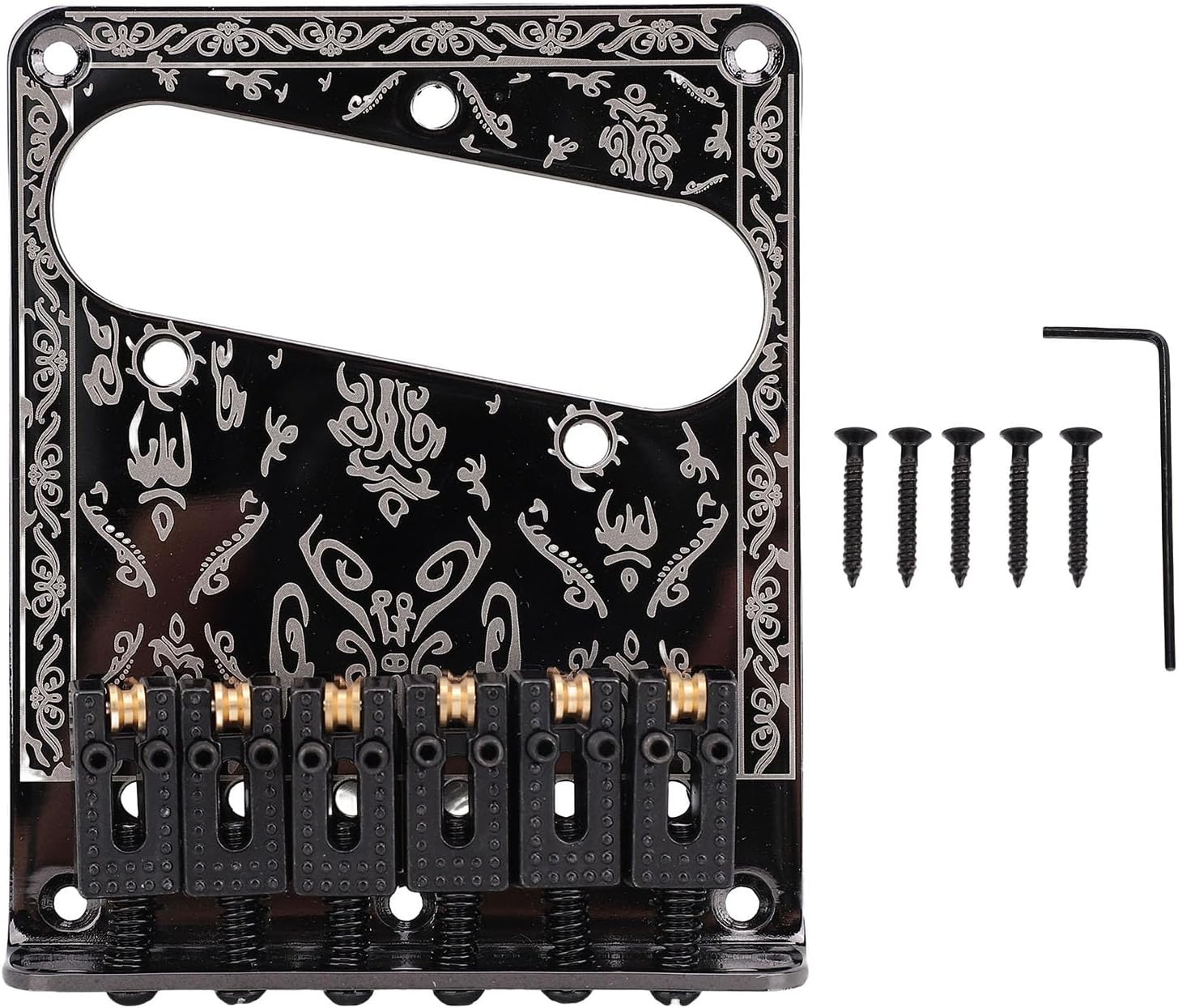 Brass Electric Guitar Fixed Bridge Replacement for Classical Vibe Telecaster Model with 6 Vintage Style Saddles for Intonation Guitar Bridge