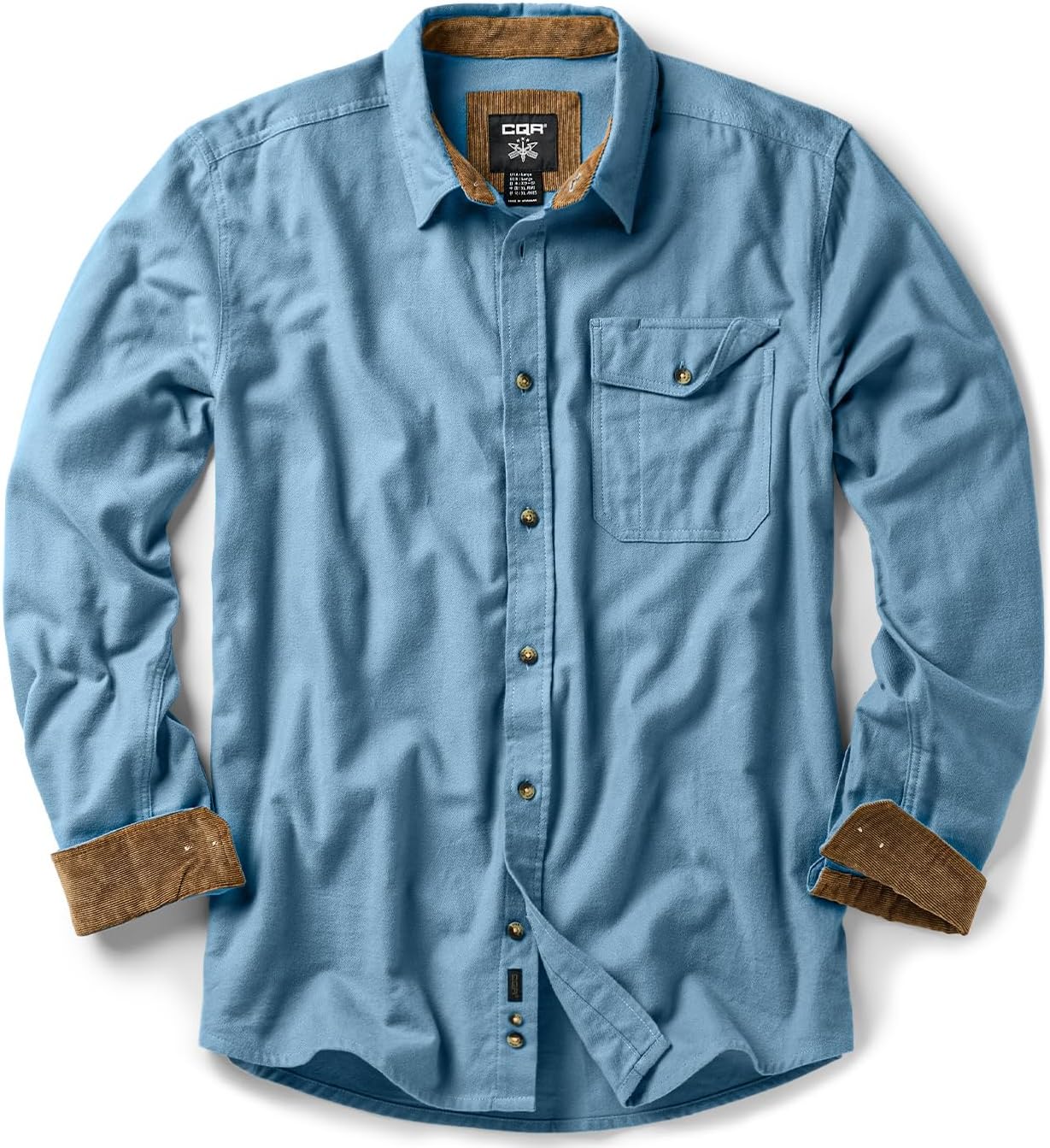 CQR Men's 100% All Cotton Button Down Flannel Shirts, Long Sleeve Brushed Warm Soft Casual Outdoor Plaid Shirt