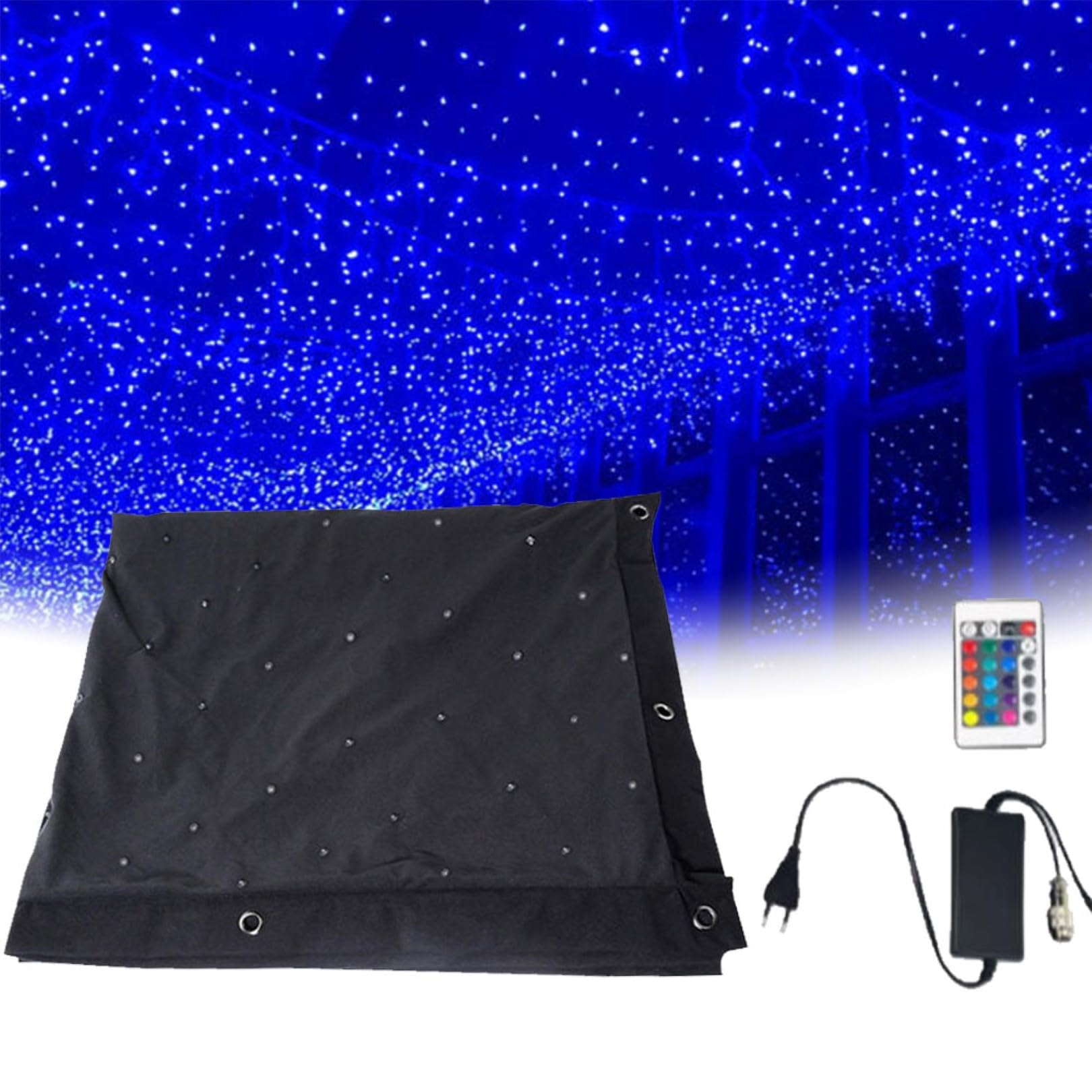 Led Star Drop Curtain Foldable Drape Starlight Backdrop Background with Controller Hanging Cloth for Wedding Christmas Party Club Show 4x4m