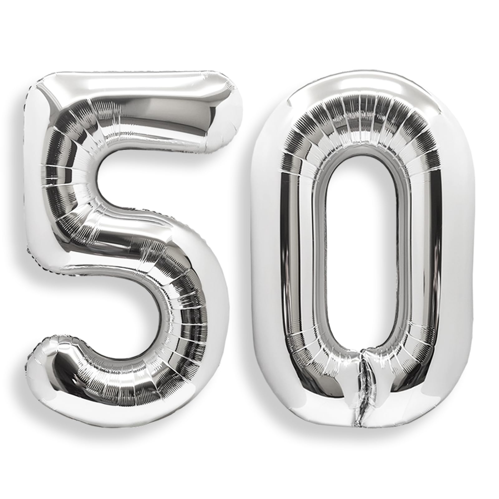 AULE 40 Inch Jumbo Silver Foil Mylar Number Balloons for Men Women 50th Birthday Party Decorations 50 Years Old Anniversary Party Supplies