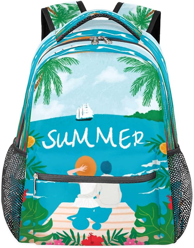 Mochilas de verão para mulheres e homens, mochila escolar de praia com flores para meninos e meninas, mochilas para laptop para faculdade de trabalho, mochila de viagem à prova d'água mochila para caminhada, Multi em oferta na Shopee