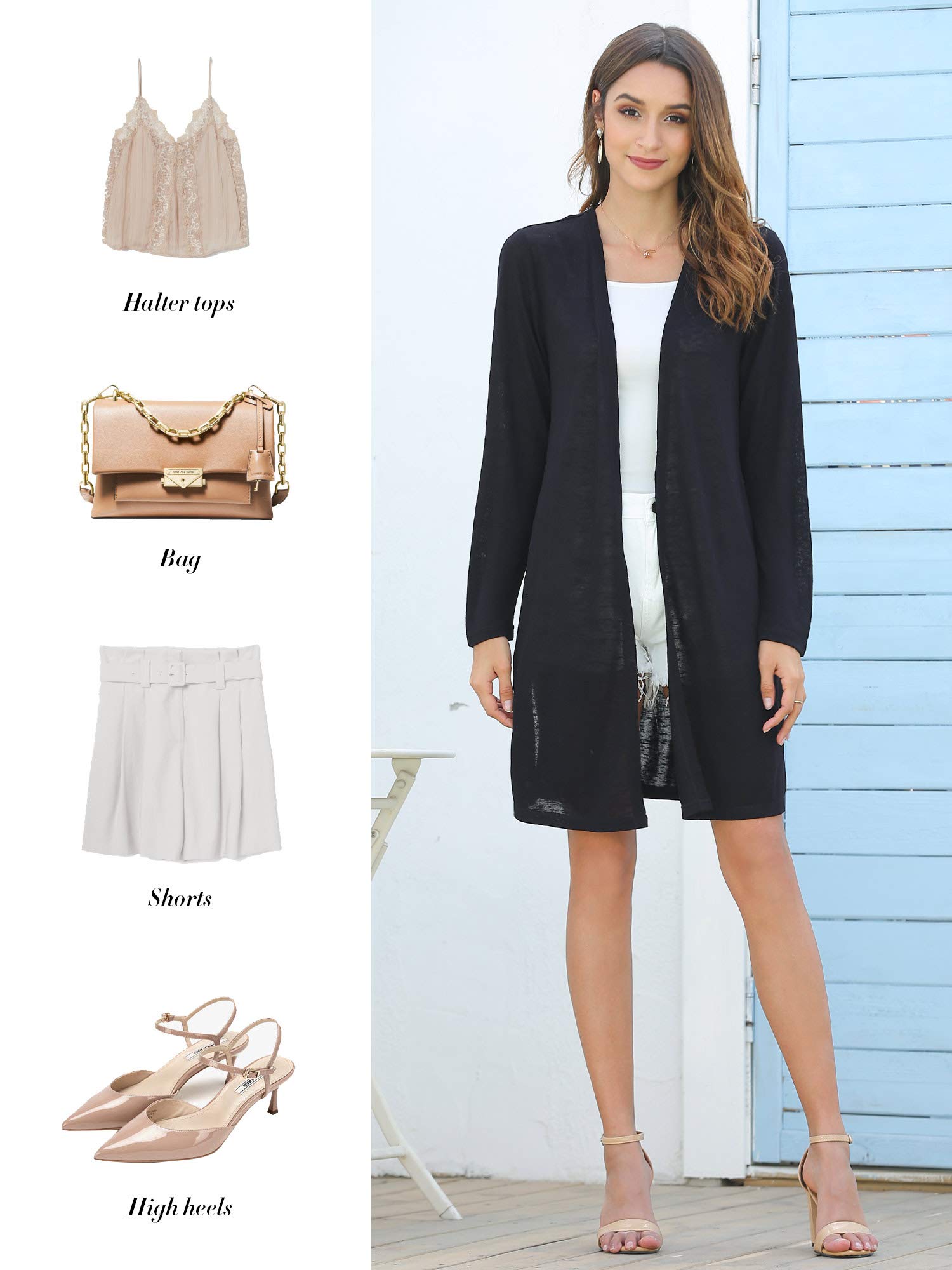 MessBebe Cardigan Donna Lungo Leggero Aperto Davanti Manica Lunga Diviso Casuale Traspirante Eleganti Giacca Tops per Primavera Estate
