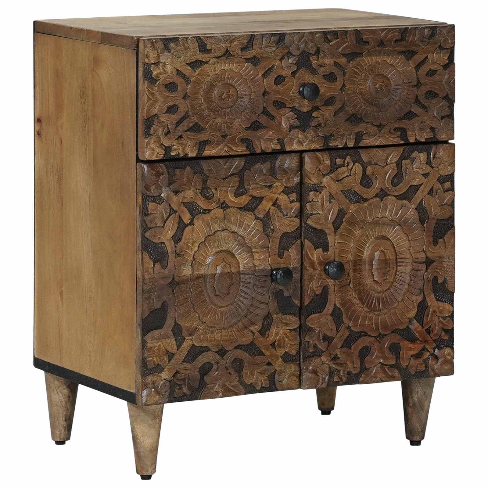 Table d'appoint en manguier massif marron au design artisanal