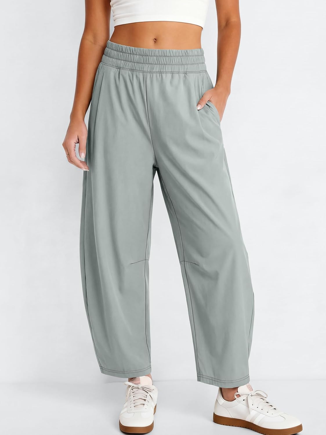 Caracilia Womens Barrel Wide Leg Hiking Pants High Waisted Baggy Summer Quick Dry Athletic Trousers with Pockets 2026 - Image 2