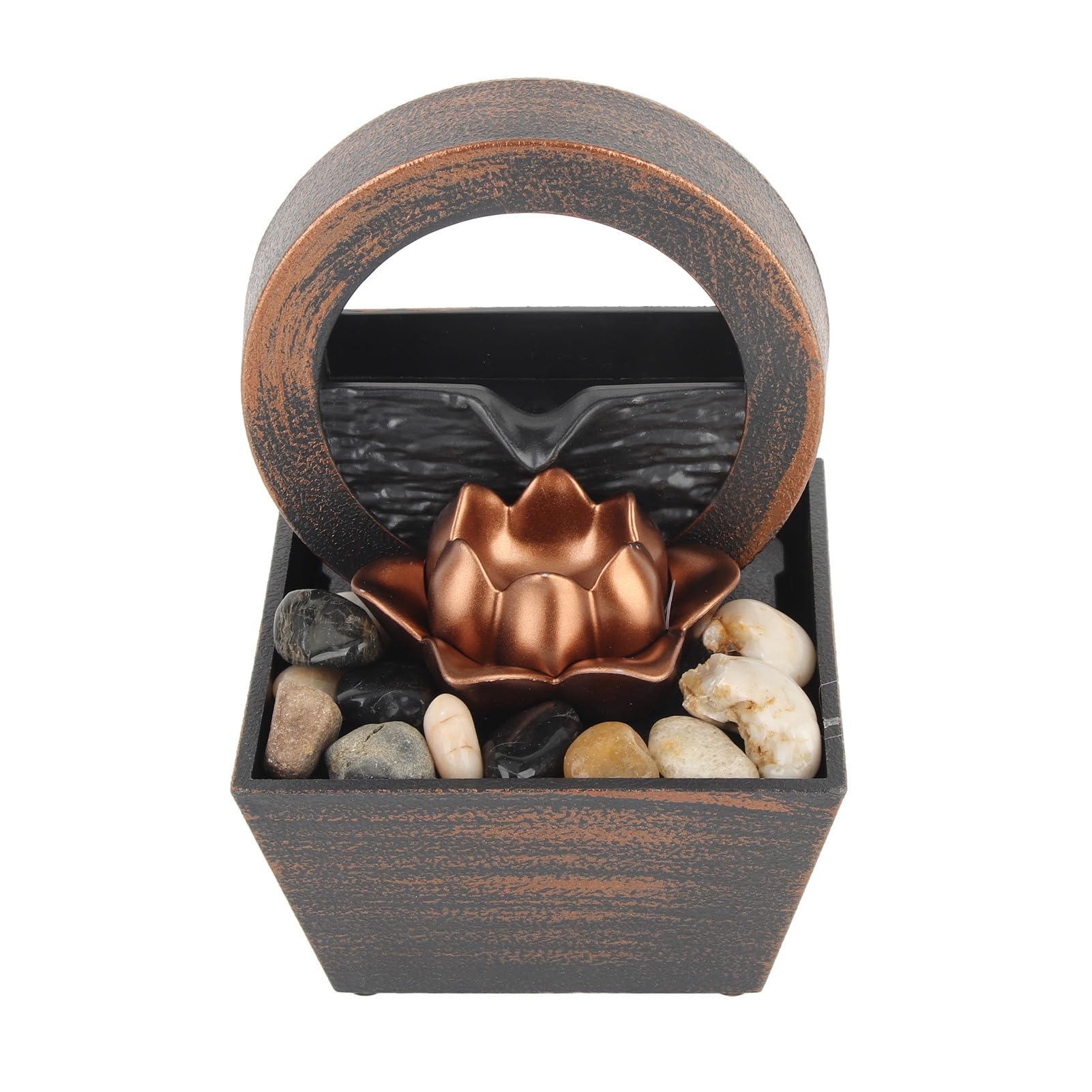 Fuente de Mesa Decorativa para Interior, Fuente de Agua con Cascada, de Piedra, con iluminación LED, alimentación USB, Zen, decoración para salón, Oficina, Escritorio, 17 x 11,7 x 11,7 cm