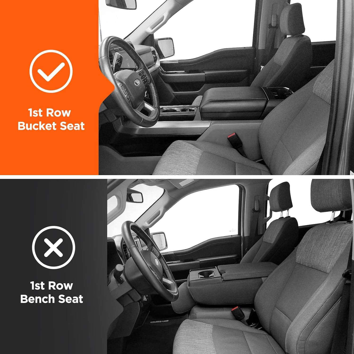 Super Cover for Ford F150 Seat Covers 2015-2026, Full Covered Faux Leather Truck Seat Protectors Waterproof for F150 2026 2025 2024 2023 Accessories, Only Fit 1st Row Bucket Seat SuperCrew (XL,XLT)