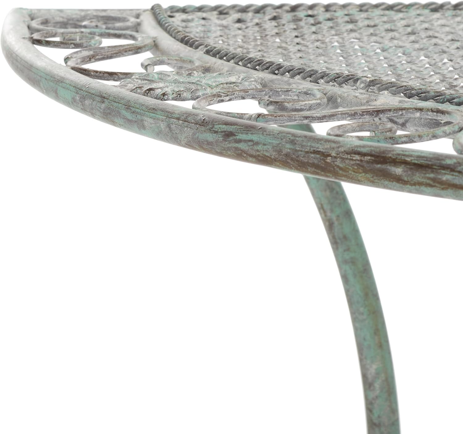 SAFAVIEH Outdoor Collection Genson Antique Dark Green Wrought Iron Half Moon Console Table