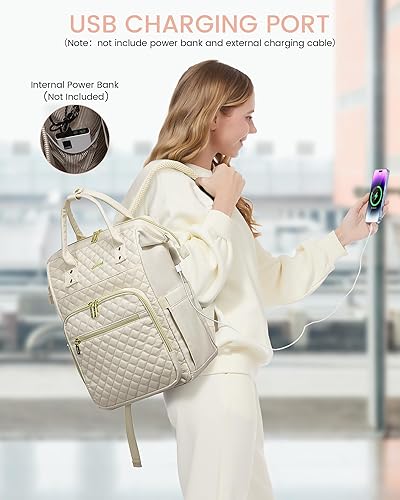 Miniatura 7 de LOVEVOOK Mochila para laptop para mujer, Beige