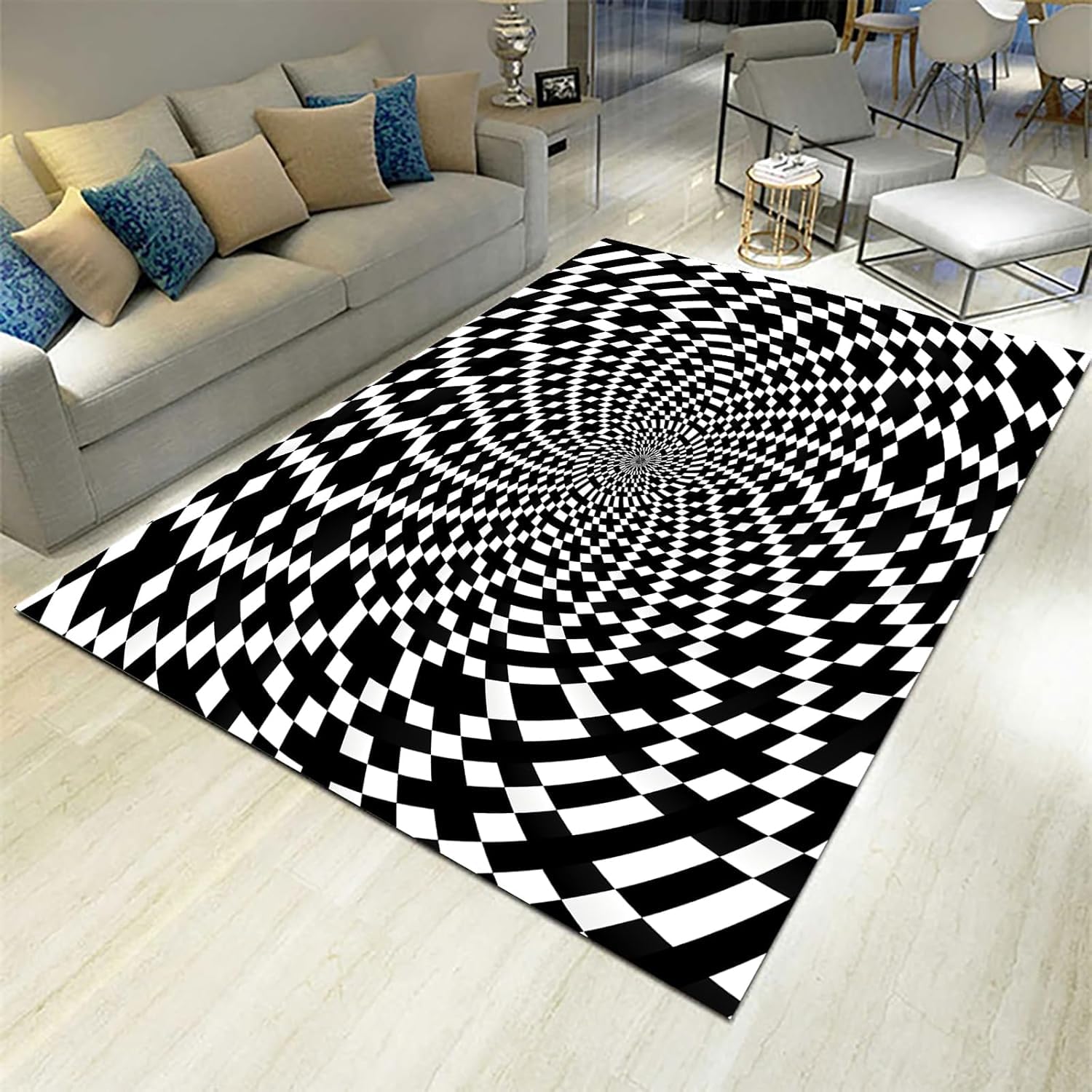 Tapis de salon géométrique et doux antidérapant