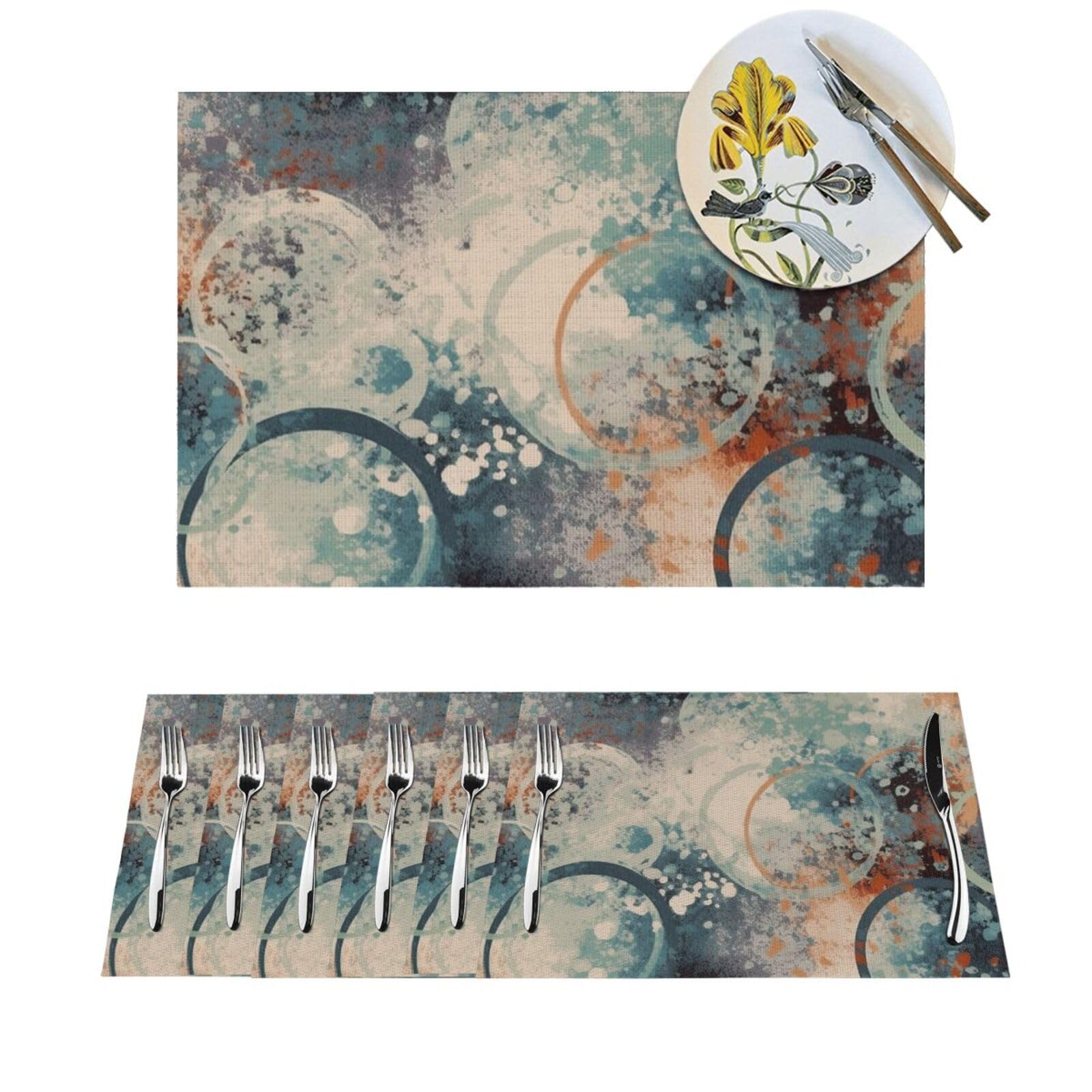 Sets de table pour la cuisine et repas de mariages lot de 4 imprimés abstraits de vacances