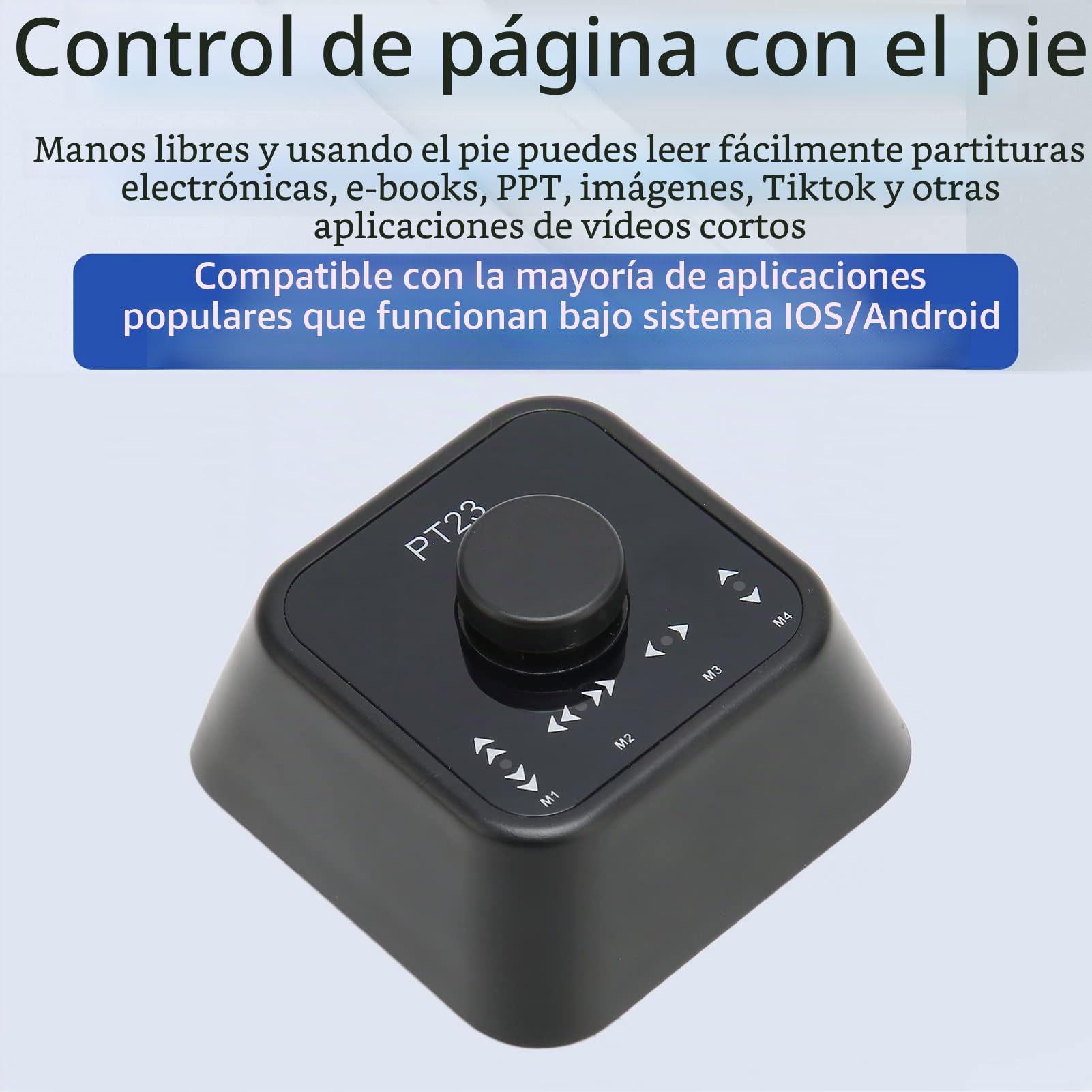 Pedal de Cambio de Página Bluetooth para Tabletas y Teléfonos, Pedal de Interruptor de Pie Inalámbrico, Tecla de Controlador Multimedia, Carga Tipo C, Compatible con Windows, OS