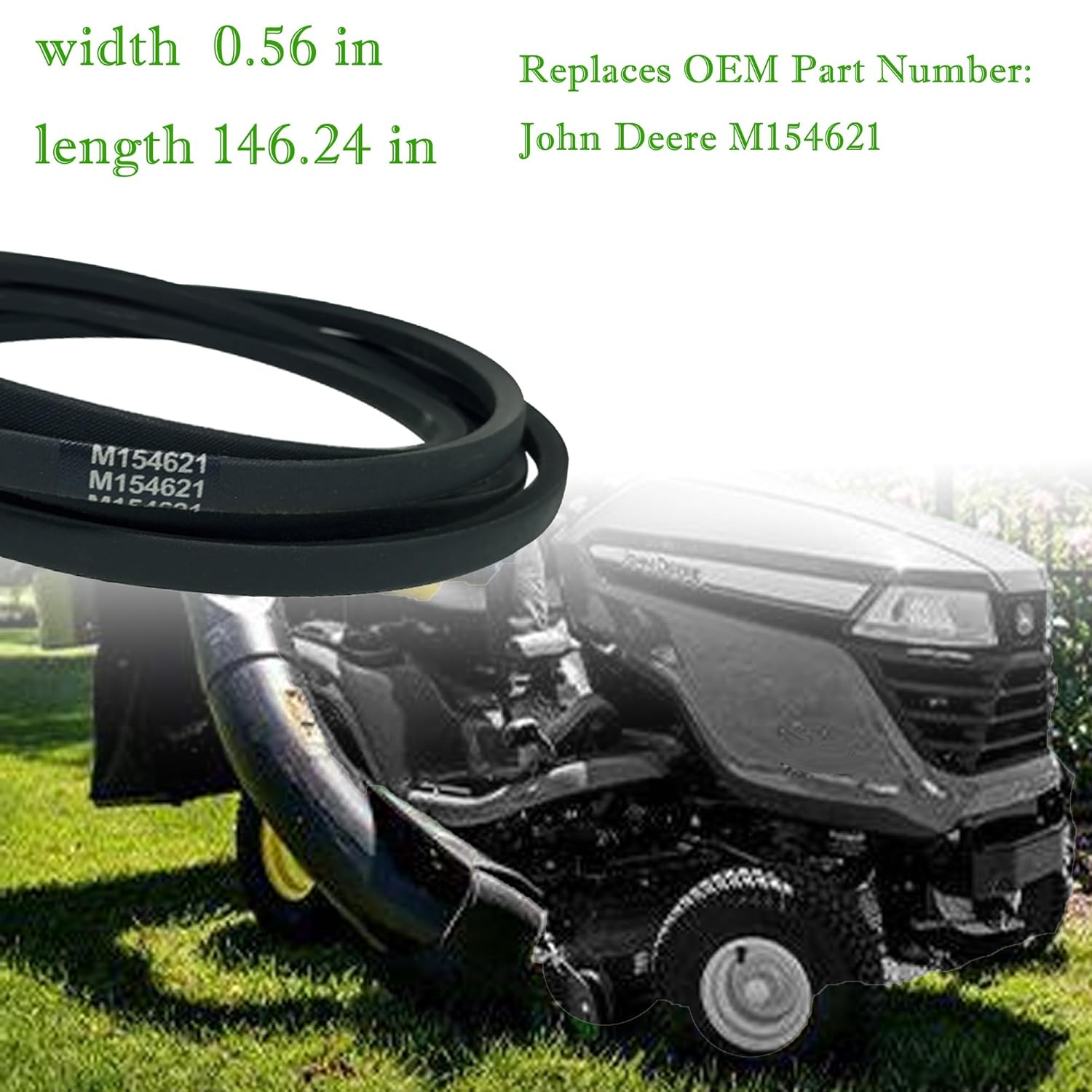 M154621 Deck Belt for John Deere 42 Inch X300 X304 X310, Z245 EZtrak Zero Turn Mower 48" / Aramid Cord / 146.24 inches