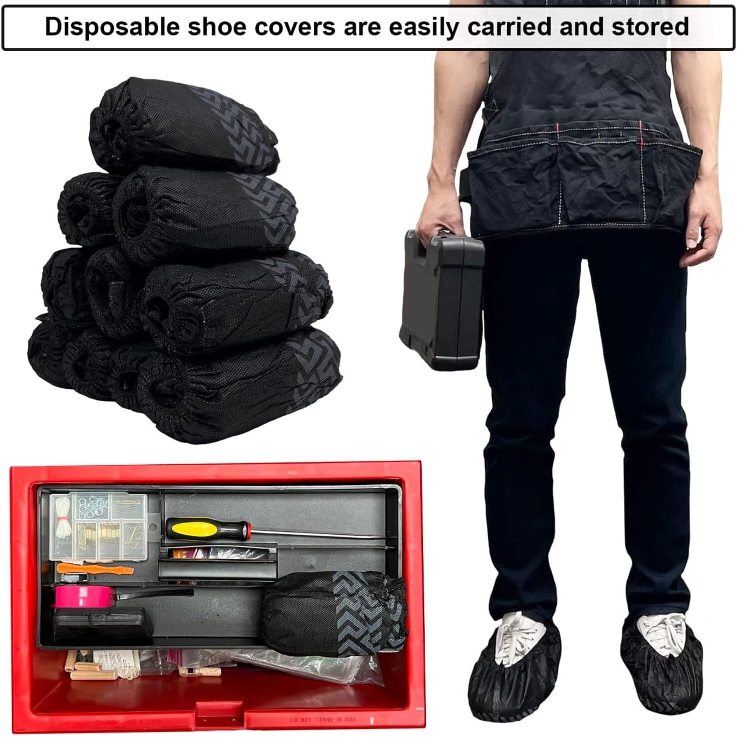 FancyStyle 1000 Pack Shoe Covers Black Disposable Boot & Shoe Covers Reusable Premium Durable Booties with Non Slip Treads for Indoors Outdoors