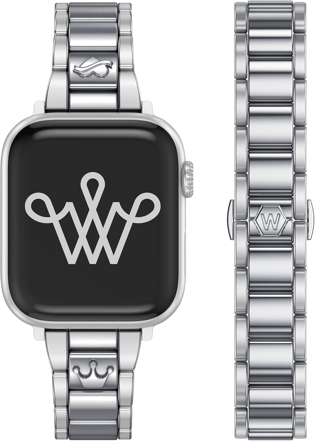 Wearlizer Compatible with Apple Watch Bands for Women 41/40/38/44/45/46/49/42mm, Dressy Metal Strap Designer Stainless Steel Gold Silver Bracelet for iWatch Series 11 10 9 8 7 6 5 4 3 SE/Ultra 3 2 1