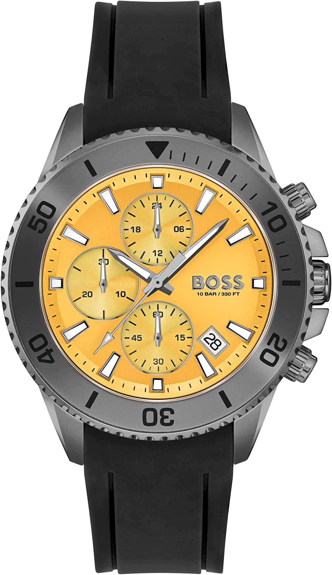 BOSS Men's 45mm Chronograph Quartz Watch Admiral Collection with Stainless Steel, Silicone or Ocean Plastic Textile Strap, Date Fuction and 3 Sub-Dials