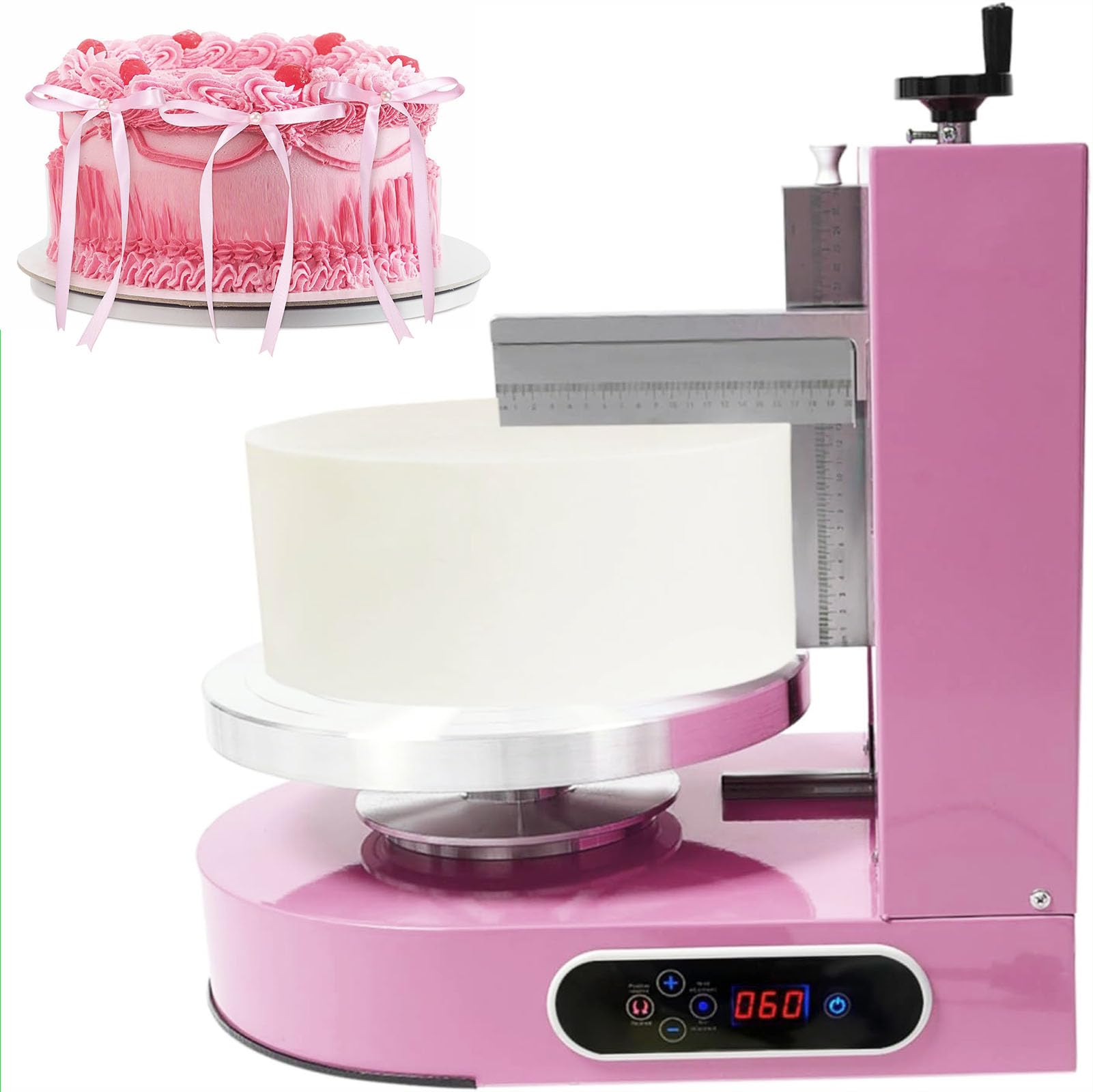 Máquina automático para esparcir Crema para Pasteles de 4 a 12 Pulgadas Ideal para Pastel de cumpleaños Pan Crema y Mermelada para Decorar Pasteles con Pantalla LCD,002