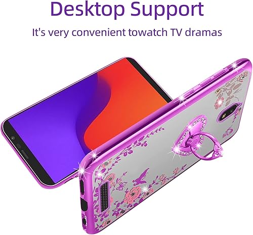 Miniatura 5 de KuDiNi Funda para teléfono Blu View 2, B130DL para mujer, funda protectora transparente transparente de TPU suave con purpurina de cristal suave con